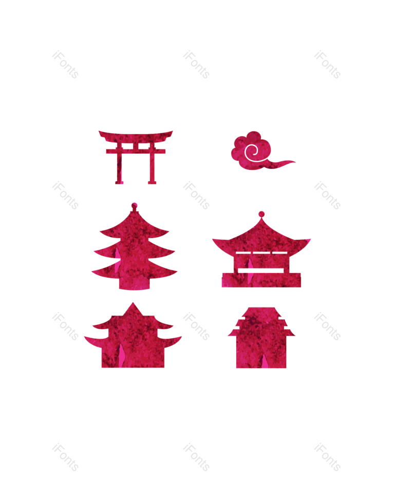 传统图片,日本风格元素,简约PNG,云纹免抠素材